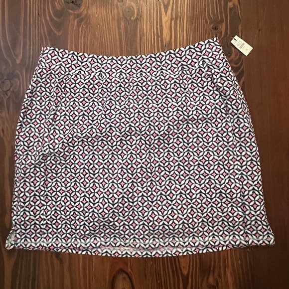 TALBOTS Pink White Navy Geometric Skirt Pockets Shorts underneath NWT plus size - Picture 2 of 7